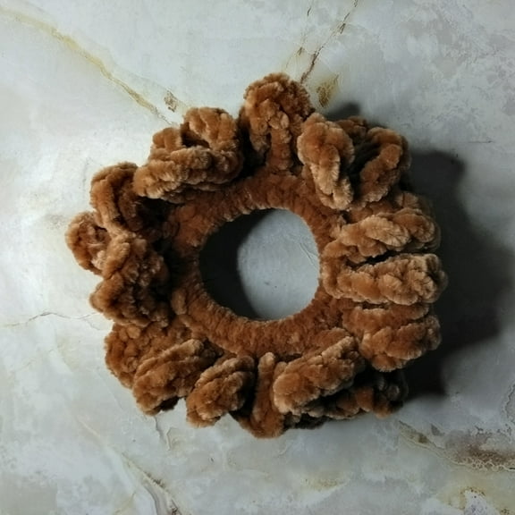 Nylo & Co. Crochet Velvet Hair Scrunchie Set of 2 in Caramel Brown
