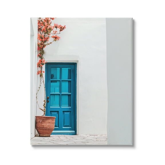 Stupell Industries Blue Door in Greece Travel & Places Photography Gallery Wrapped Canvas Print Wall Art, 16 x 20