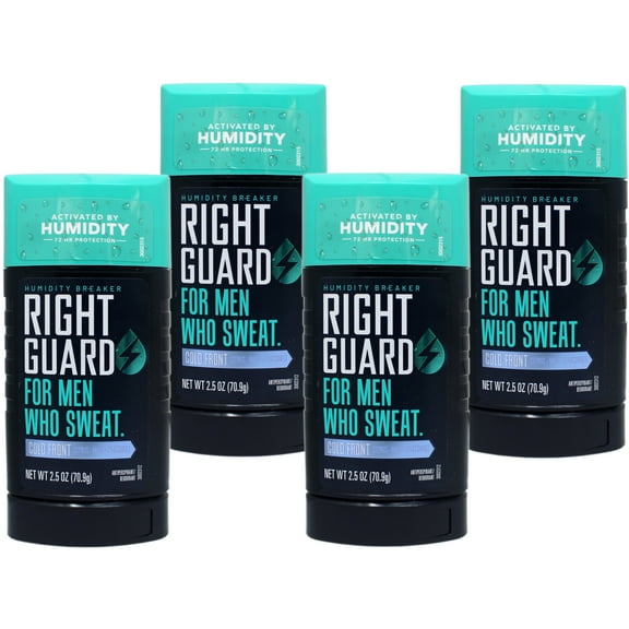 4 Pack - Right Guard Humidity Breaker Antiperspirant & Deodorant for Men, Invisible Solid, 72HR Odor Control, Cold Front Scent, 2.5 OZ