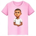 thumbnail image 4 of Camiseta de algodón rosa de verano de manga corta con estampado de Mbappé para niños, ropa informal para niños y niñas, camisetas deportivas, 4 of 5