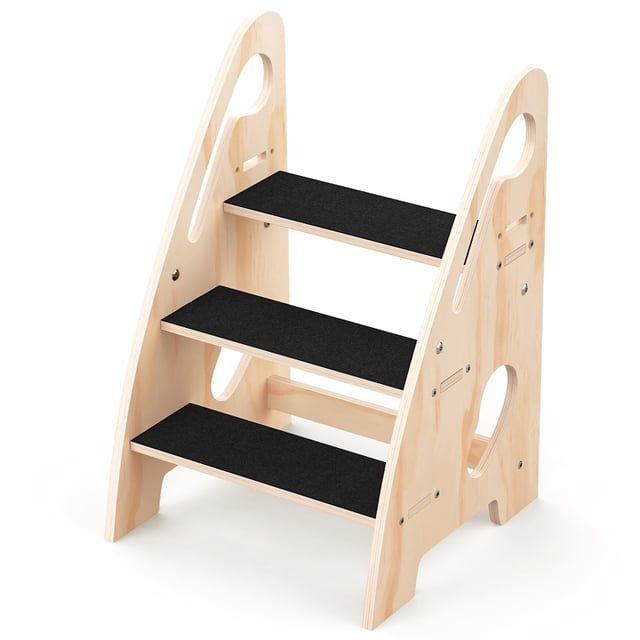 Taburete Woodever de madera con 3 escalones regulables en altura para niños