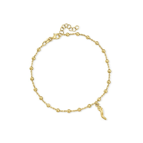 Ross-Simons 18kt Gold Over Sterling Italian Horn Bead Station Anklet, Women's, Adult