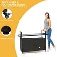 thumbnail image 3 of Dextrus Dark Brown Outdoor Wicker Island Rolling Cart and Bar Table with Generous Size, Mobility, and Stylish Black Glass Top for Pool Patio Backyard, 3 of 5