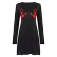 thumbnail image 1 of Vestido HUOGUO con estampado digital de Halloween, cuello redondo y manga larga, 1 of 4