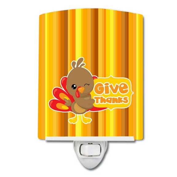 Caroline's Treasures BB7115CNL Thanksgiving Turkey Give Thanks Ceramic Night Light, 6x4x3", multicolor