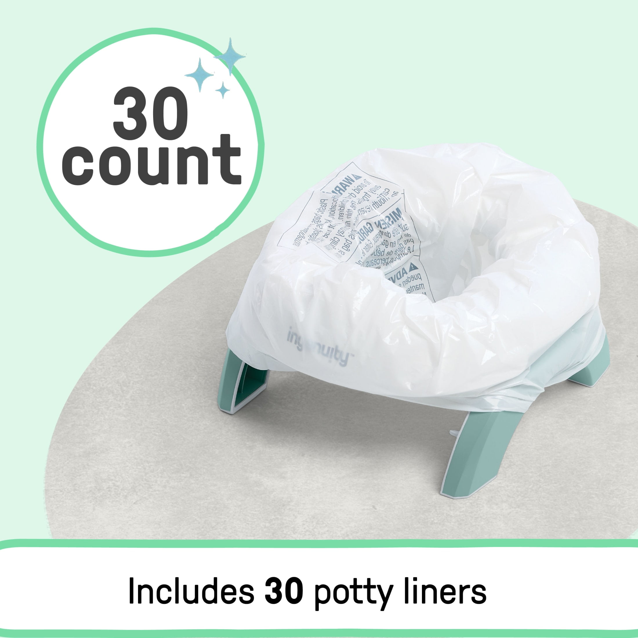 Ingenuity™ Replacement Potty Liners – 30 Count, Disposable, Leak-Resistant, Tie-Top Bags