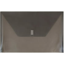 JAM Paper Plastic Envelopes with Hook & Loop Closure, Legal Booklet, 9 3/4 x 14 1/2, Smoke Gray, 3/Pack