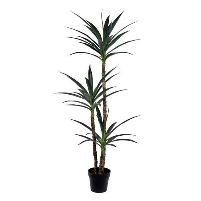 Vickerman FE192650 60 in. Green Potted Yucca Tree with Plastic Planters Pot