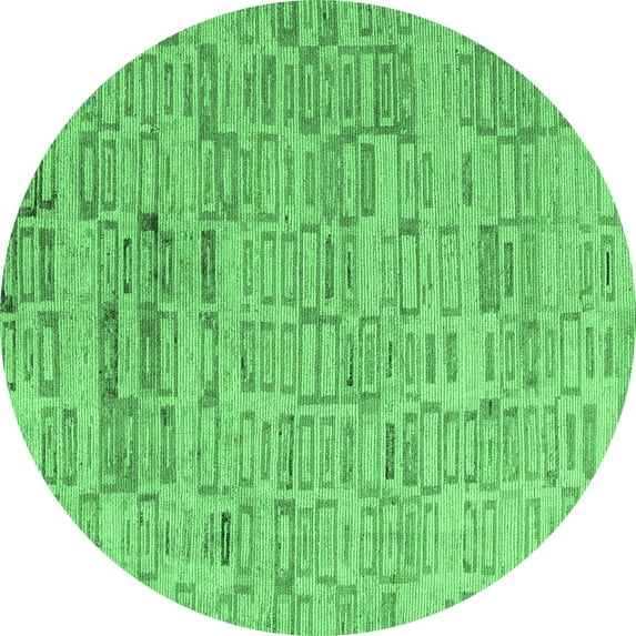 Ahgly Company Indoor Round Abstract Emerald Green Modern Area Rugs, 3' Round