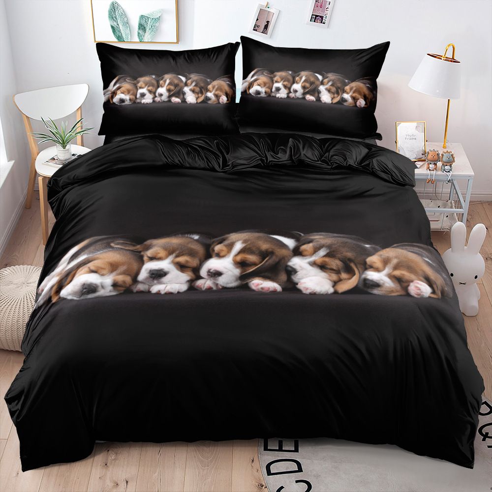 3D Animals Cute Dog Golden Retriever Print Bedding Bed Set King Queen