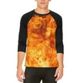 thumbnail image 1 of Flames Fire Mens Raglan T Shirt White-Black LG, 1 of 2