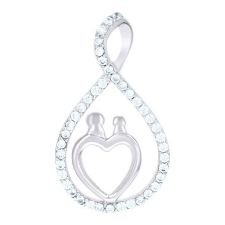 925 Sterling Silver Womens Cubic Zirconia Heart Charm Pendant for Women