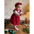thumbnail image 4 of Loicainy Infant Baby Girls Christmas Outfit 3 6 12 18 Months Holly Berry Romper Overall Dress Headband Clothes Set, 4 of 8