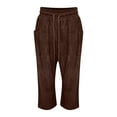 thumbnail image 6 of Endives Women's Sweatpant Wide Leg Pants Corduroy High Waist Barrel Pants Comfy Baggy Sweatpants Coffee, 6 of 7
