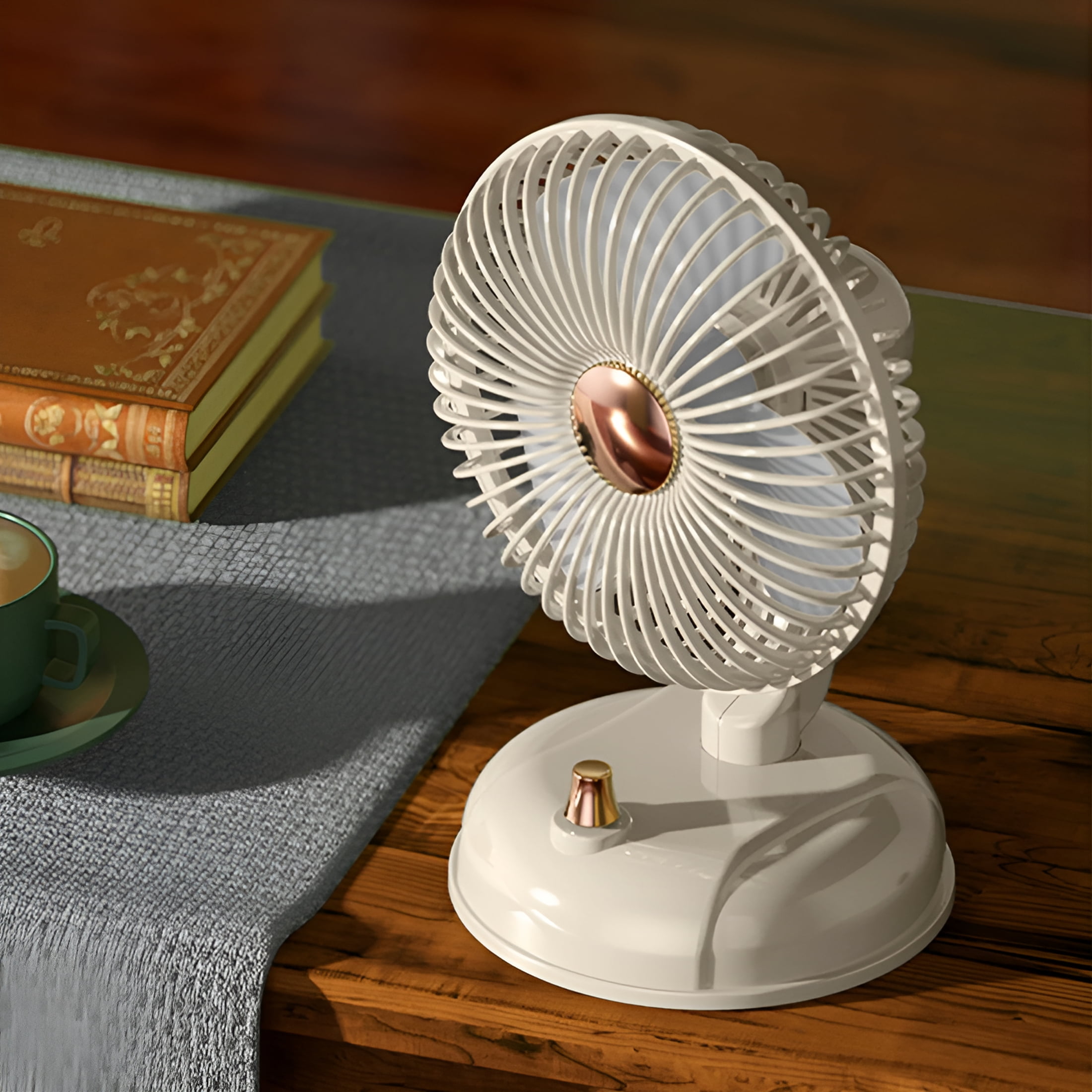 HIBIBUD Oscillating Vintage Fan, Metal Retro Table Top Fan, Adjustable Head Tilt, Quiet 4 Speeds Plug-In Desk Fan for Bedroom Home Office & Kitchen