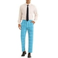 thumbnail image 2 of INSPIRE CHIC Plaid Dress Pants for Men's Business Slim Fit Flat Front Checked Trousers Light Blue 30, 2 of 4