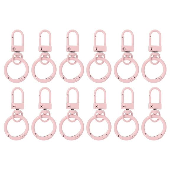 Uxcell 12 Pcs Lobster Claw Clasp, Colorful Metal Keychain Clasp Swivel Hooks with Spring Key Rings Trigger Clips for Bag Door Key Chains DIY Craft Jewelry Making, Light Pink