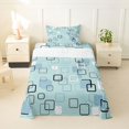 thumbnail image 2 of Castle Fairy Abstract Square Twin Sheets 3pcs,Minimalism Frame Shape Bedding,Sky Blue Pale Cyan,1 Flat Sheet, 1 Fitted Sheet and 1 Pillowcase, 2 of 7