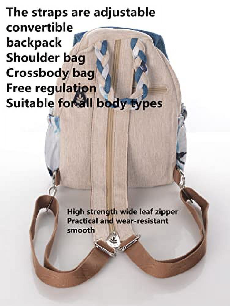 YIMOYICAI Backpack Purse for Women Girl's Convertible Sling Bag Boho Hippie Embroidered Woven Canvas with Woven Cotton Perfect Small Sling Bag Holding Happiness
