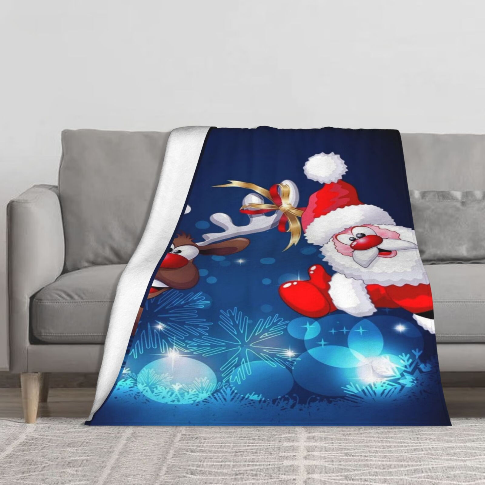 JOOCAR Santa Claus Reindeer Christmas Blanket Holiday Red Christmas ...