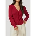 thumbnail image 3 of Women'S Soft Cropped Cardigan Casual Shawl Sweater Top Red XL, 3 of 4