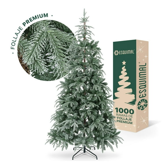 Árbol de Navidad Artificial Realista Verde Nevado 2.2m Esquimal, Pino Escandinavo con Ramas Tridimensionales