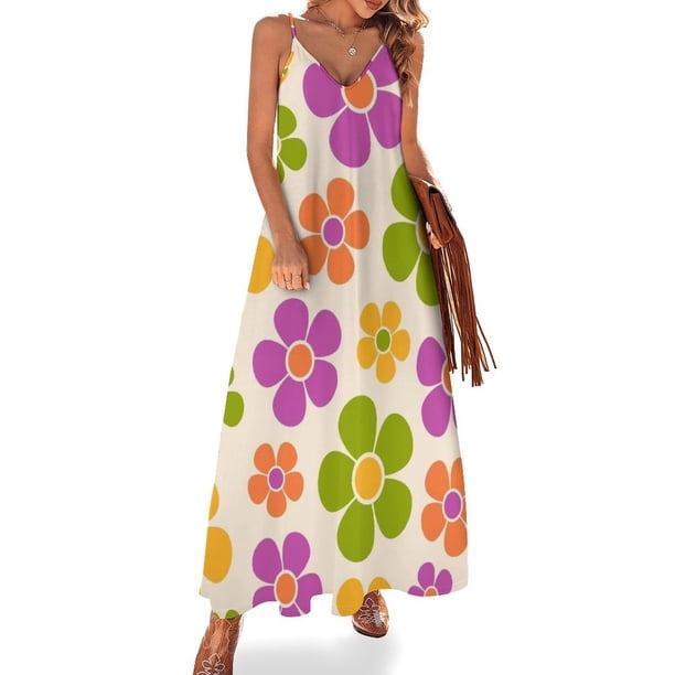 Vestido largo sin mangas con estampado de flores retro 865, vestido de verano para mujer, vestido de lujo para fiesta nocturna, vestido de verano para mujer