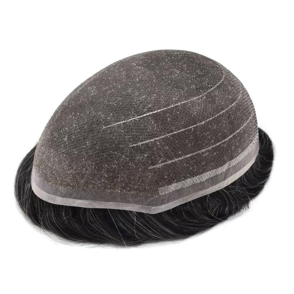 Lyrical Hair Toupee for Men Hair System for Man Siwss Super Welded Lace Mens Hairpieces Human Hair Replacement System Lace Hair Unirs Wig #1B20 Off Black with 20% Gray
