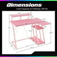 thumbnail image 3 of Costway L Shaped Gaming Desk with Outlets & USB Ports Monitor Shelf Headphone Hook Pink, 3 of 10