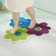 thumbnail image 4 of TOWN & COUNTRY PLAY Blossom Retro Daisy Flower Shaped Bath Mat, Absorbent Tufted Floor Mat, Non-Slip Backing, Machine Washable, Blue/Green/Purple, 31.5"x31.5", 4 of 10