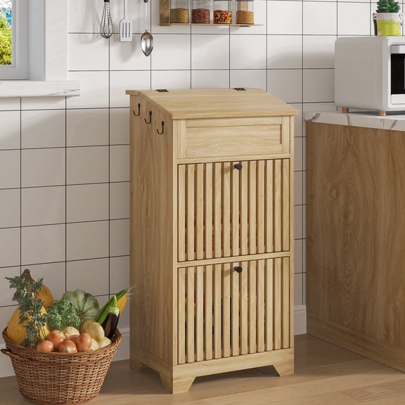 Onion and Potato Storage Bin Box Kitchen Pantry Cabinet for Fruits Snacks Wooden Bread Box Wood