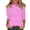 Hot Pink #043, variant on 3/4 Sleeve Shirts for Women Spring Striped Mockneck Business Casual Tops Loose Three Quarter Length Work Blouses Pink M