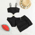 thumbnail image 4 of LUOGENLI Swimsuit Girls Swimsuits Size 10-12 with Bra Pad 1 Piece Black Toddler Girls Swimwear Set 3 Piece Adjustable Strap Swimsuit with Bikini Bottoms for Baby Girls Black 10-11, 4 of 5