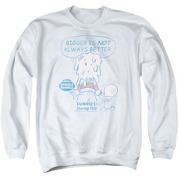 Dubble Bubble Bigger Adult Crewneck Sweatshirt White