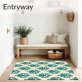thumbnail image 3 of ODIKA 8'x10' Machine Washable Non-Slip Area Rug, Elegant Damask Swirl Design Featuring Luxurious Botanical Accents High Traffic Rug with Pad, Teal, 567706, 3 of 8