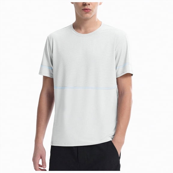 Leey-World T-Shirts for Man Men's T Shirt Short Sleeve Cotton Blend T-Shirts Cre(White,2XL)