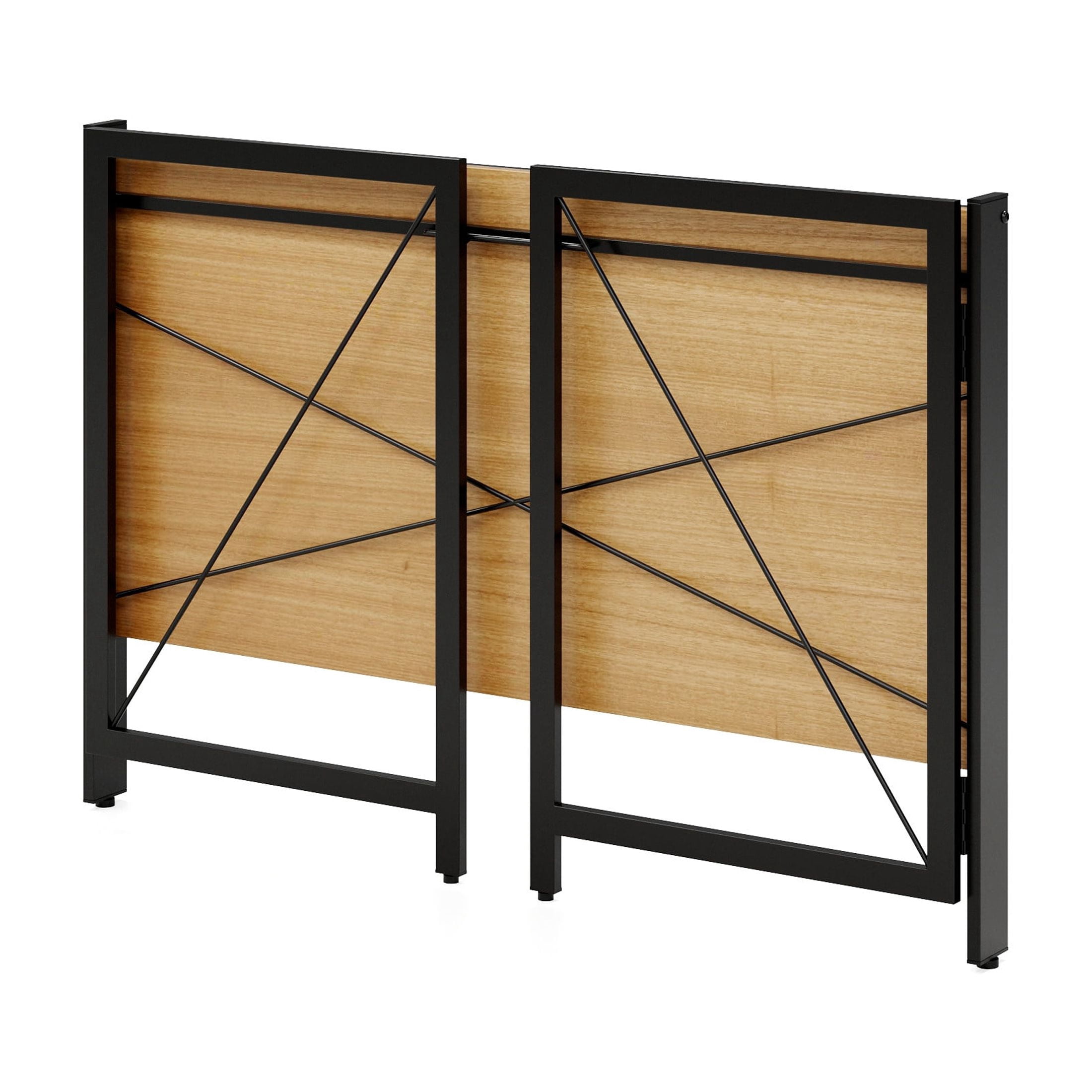 Space Solutions 43 inch Folding Home Office Desk for Home or Office, Black/Teak