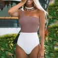 thumbnail image 2 of Gibobby Trajes de Natación para Mujer Traje de baño Bloque de baño Color Traje de mujer Bowknot Traje de baño de una pieza Hombro Un traje de baño Tankin(Caqui,XL), 2 of 5