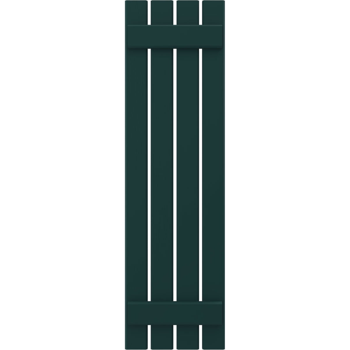 Ekena Millwork 15 1/2"W x 49"H Americraft Four Board (2 Batten) Exterior Real Wood Spaced Board-n-Batten Shutters (Per Pair), Thermal Green