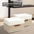 thumbnail image 5 of 8 Pack Decorative Storage Bins Containers Fabric Bins with Lids Storage Baskets Bulk for Shelves Drawers, Desktop, Closet, Playroom, Classroom, Office, Bedroom, (15INx10INx10IN, Beige/White), 5 of 6