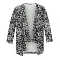 thumbnail image 3 of Cardigan for Women's Plus Size Summer Dressy 3/4Sleeve Fashion Comfortable Pockets Printing Cardigan Top Blouse Party Up to 65% off, 3 of 5