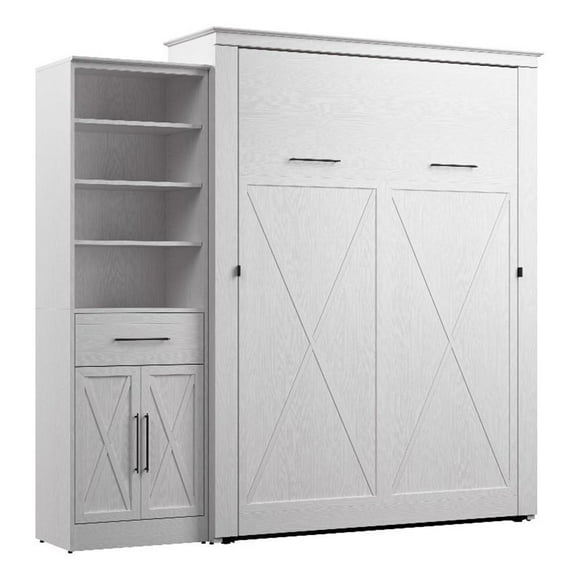 Pemberly Row Lit Escamotable Grand avec Garde-Robe (94 Po L) - Bois d'Ingénierie, Blanc