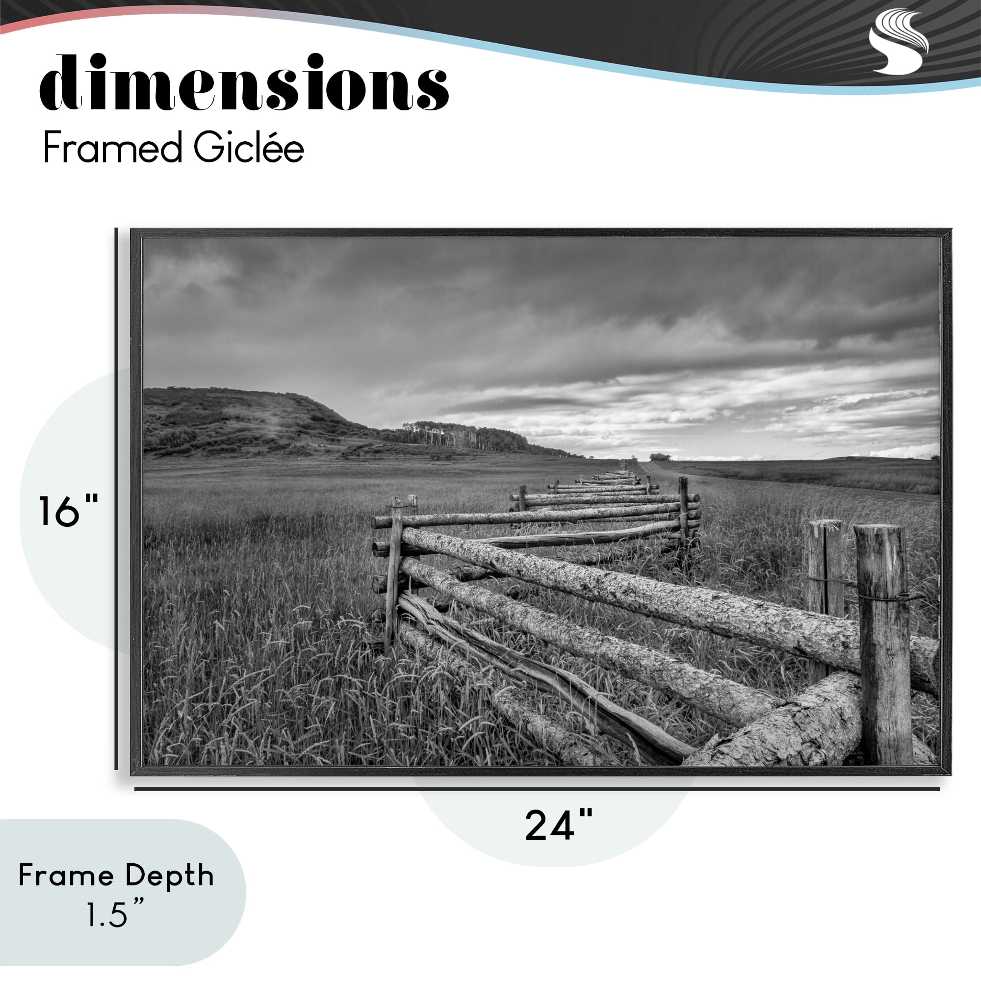 Stupell Industries Weathered Fence to Distant Horizon Black Framed Giclee Art, design by Jon Evan