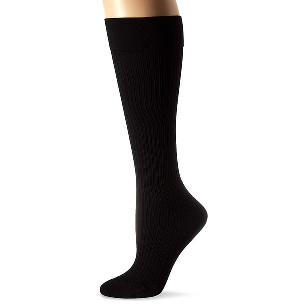 JOBST soSoft Medium Women's Ribbed Knee High Compression Socks, Black