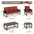 thumbnail image 6 of EAGLE PEAK 8 Pieces Natural Real Wood Cedar Outdoor Patio Conversation Set Spacious Seat Dining Chair & Sofa Set with Red Cushions, Slat Top Coffee Tables, 6 of 8