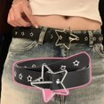 thumbnail image 2 of Eosunjian Imitation Leather Waistband Women’s Punk Style Rock Star Pattern Belt with Adjustable Hole Design for Dresses Jeans Shirts Faux Leather Accessory, 2 of 8