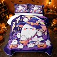 thumbnail image 2 of Erosebridal Kawaii Little Ghost Twin Quilt Set, Halloween Haunted House Twin Coverlet Set for Boys Girls, Purple White Orange, 2 Pieces 1 Bedspread and 1 Pillowcase, 2 of 7