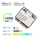 thumbnail image 4 of -AX1800H WiFi6 MT7921 MINI PCI-E 2.4G/5G 574Mbps/1200Mbps Tarjeta de red inalámbrica interna de doble banda Gigabit BT5.2, 4 of 8