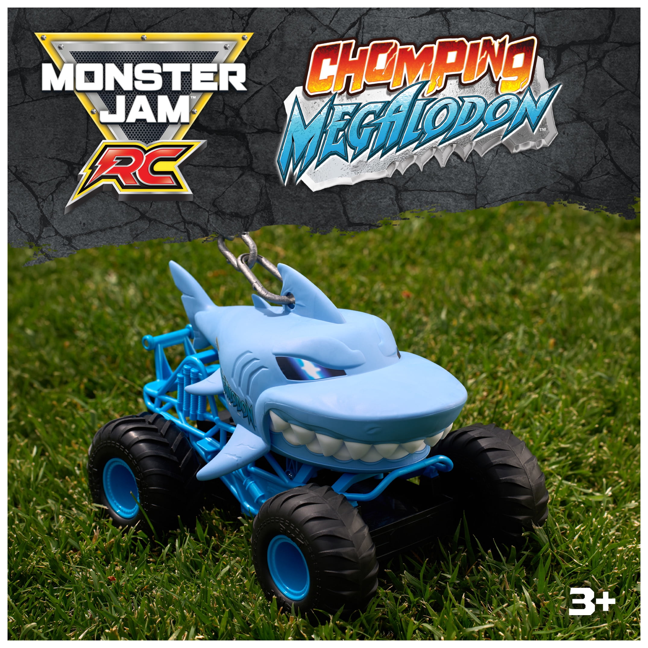 Monster Jam Chomping Megalodon RC Truck, 1:15 Scale, for Kids Ages 4 and up