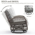 thumbnail image 3 of 3 Piece Patio Swivel Rocker Set, PE Rattan Bistro Set w/ 2 360° Swivel Rocking Chairs and Side Table, Outdoor Conversation Set with Cushions for Patio, Pool, Balcony, Pub, Cafe - Gray, 3 of 9